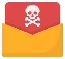 Flat icon of phishing email envelope isolated on white background. vector