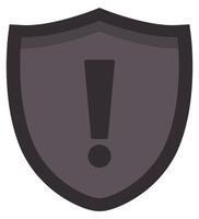 Flat icon of security shield with exclamation point isolated on white background. vector