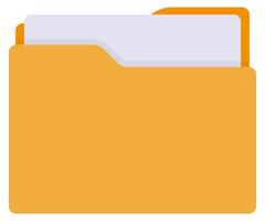 Yellow file folder flat icon isolated on white background. vector