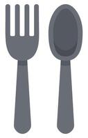 Spoon and fork flat icon isolated on white background. vector