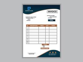 Invoice template design. Minimal Invoice Layout vector