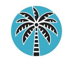 Stylized palm tree icon, circular design, teal background vector