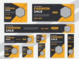 Abstract fashion sale banner design web template Set, Horizontal header web banner. Social Media Cover ads banner, flyer, invitation card vector