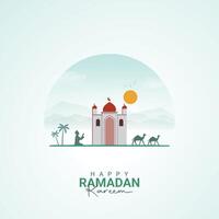 Ramadan kareem Greetings and Festivities with Traditional post design vector