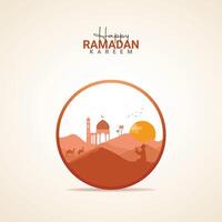 Ramadan Kareem Spiritual Vibes with Islamic Calligraphy and Symbols post design vector
