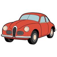 An old red car on a white background vector