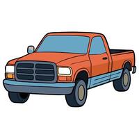 An orange truck with a blue stripe on the side vector