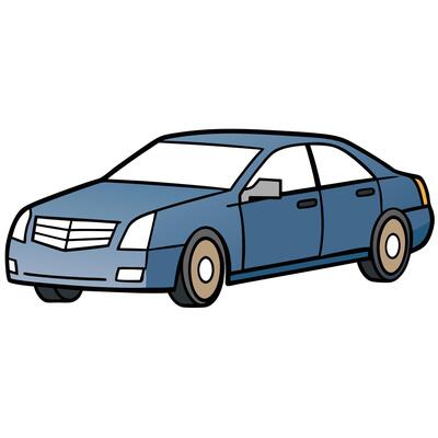 A blue car on a white background