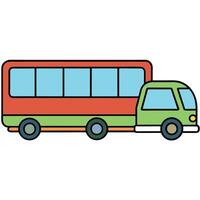 A bus with a red and green roof on a white background vector