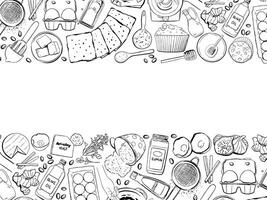 Baking Recipe Pattern in Vintage Style with Doodles vector