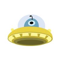 Cute alien. Cute character. Space creatures. Ufo logo. Alien spaceship. Spacecraft. Flying saucer. Spaceship. vector