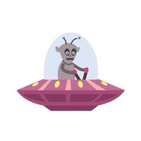 Cockroach cartoon. Alien planet cockroach. Space exploration. Alien with purple ufo spaceship. vector