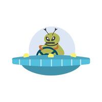 Monster alien. Alien character. Ufo with space creatures. Spaceship. Spacecraft. Flying saucer. vector