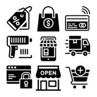 Set of E-Commerce Icons for Online Shopping, Web Design, and Digital Marketing vector