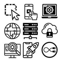 Set of Technology and IT Icons -.Modern Digital, Web, Network, and Software Symbols vector