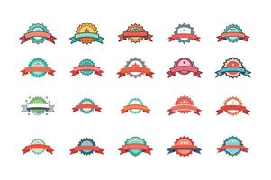 Ribbon Banner Modern Flat Banners with Label, Tag, and Quality Badge Isolated on White Background vector