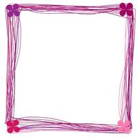 Purple and pink frame drawn in doodle style with a floral pattern on a white background vector