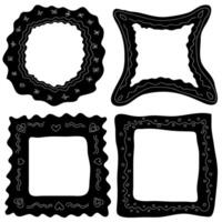 Set of four black frames of different shapes on a white background vector