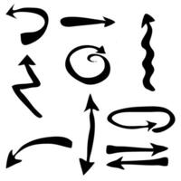 Set of many different black arrows on a white background vector