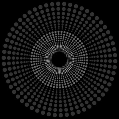 Gray round abstract geometric pattern on black background