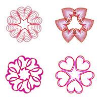 Set of four patterns in the form of red and pink hearts on a white background vector