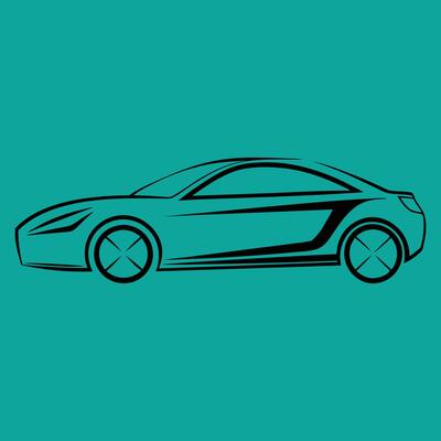 Car Symbol in Bold Line Art Front Perspective