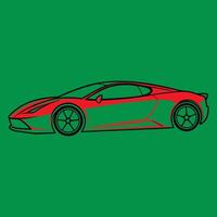 Minimalist red and White Car Front View Line Art vector