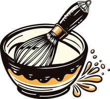 Whisking in a bowl icon in vintage style vector