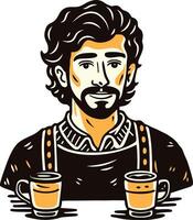 A vintage icon of an espresso expert vector