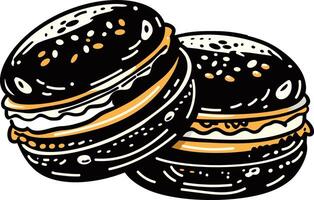 Sweet macrons icon in vintage style vector