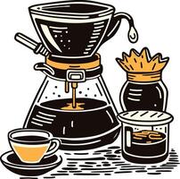 A vintage style icon of a brew pour over vector