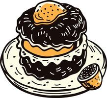 A vintage style icon of a scone jam vector