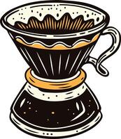 A vintage style icon of a coffee dripper vector