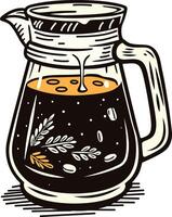 Cold brew in a jug icon in vintage style vector