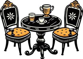 Cafe table icon in vintage style vector