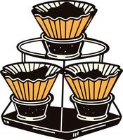 A vintage icon of brew filters in a stand vector
