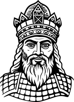 Enki god illustration in vintage style