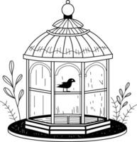 A vintage illustration of beautiful bird aviary vector