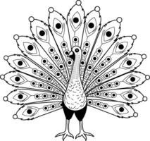 Vintage illustration of peacock character with open wings vector