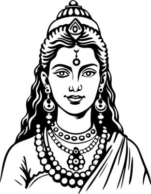 Parvati portrait illustration in vintage style