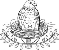 A vintage style illustration of bird nest vector