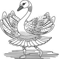 A vintage illustration of a swan character vector