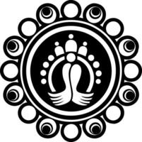A glyph style icon depicting buddha footprints symbol vector