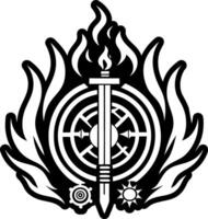 Flaming sword icon in filled style vector