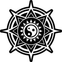 Yin yang symbol icon in filled style vector