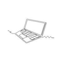 one line art laptop illustration. line art, one continuous line, simple, hand drawn and sketch style. for icons, symbols, signs or logos vector