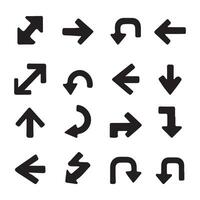 Arrow icon set. Arrow. Cursor. Collection different arrow signs. Black arrows icons. Different cursor arrow direction symbols in flat style. on white background. vector