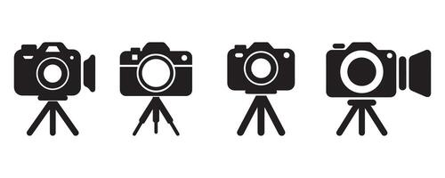 Camera stand icon set, photo camera icon set on white background vector
