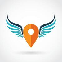 winged map pointer simple color logo icon vector