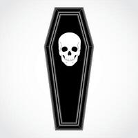silhouette coffin with skull vector